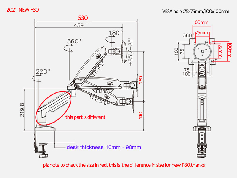 NEW NB F80 17-30' Desktop LED  - Monitor Arm Single review and price